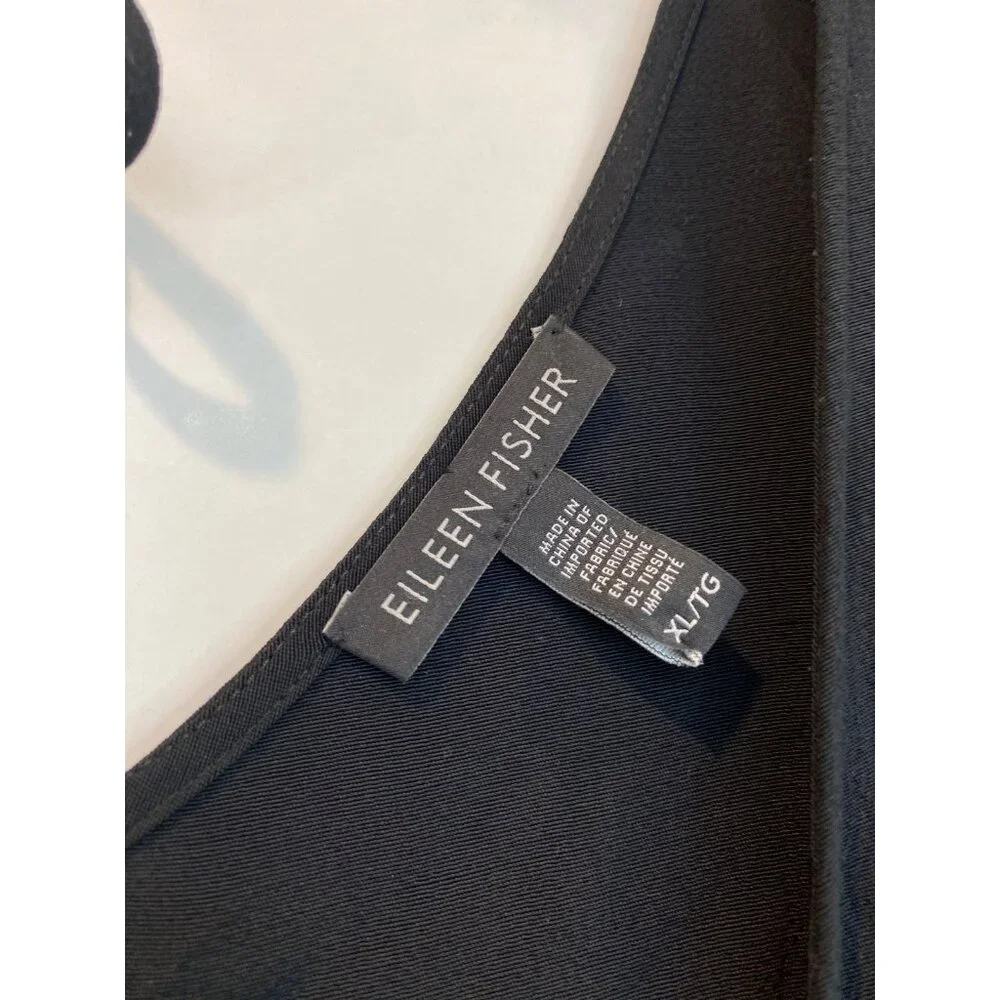 Eileen Fisher Women's Tencel Crepe Drop Waist Dress Size XL V Neck Elbow Sleeves - Picture 4 of 5